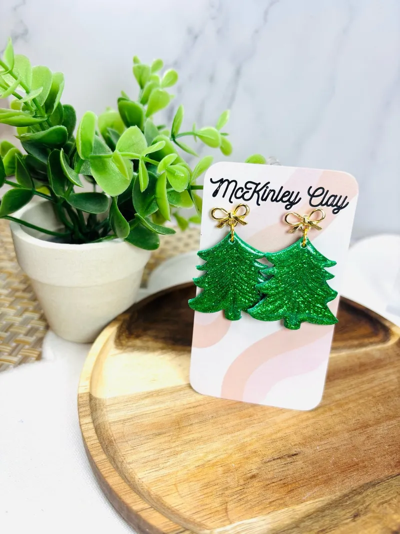 Green Glitter Trees